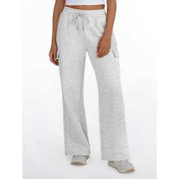 Stylish Women's High Waisted Cargo Sweatpants - Grey