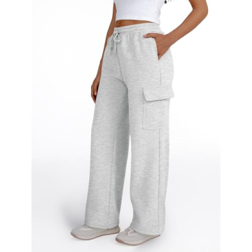 Stylish Women's High Waisted Cargo Sweatpants - Grey