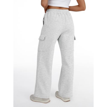 Stylish Women's High Waisted Cargo Sweatpants - Grey