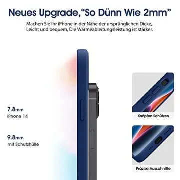 Flyzoo Liquid Silicone Case for iPhone 14 (6.1''), [Scratch-Resistant, Anti-Fingerprint, Shockproof] Protective Slim Fit Phone Case, 4-Layer Cover with Microfiber Lining, Silky-Soft Touch, Navy Blue