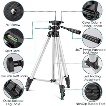 Eocean 50 inch Video Tripod with Wireless Remote for Phones