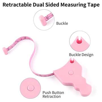 GXJ Tape Body Measure Tape - Arms Chest Thigh or Waist Measuring Tape for Personal Trainer or Home Fitness Goals 152cm/60inch (Pink)