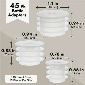 Juvale 45 Pack Press In Medicine Bottle Adapter for Syringe, 3 Sized Medical Dosing Adaptor for Oral Dispensers, Liquid Medication