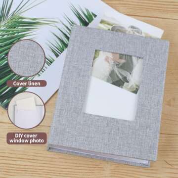 vivinin 2 Pack Photo Album 5x7, Linen Cover Photo Album, Small Photo Album Book for 36 Pockets Hold 72 Pictures, Picture Book for Photos Family Anniversaries Baby Vacations (Gray)