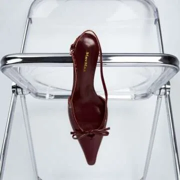 MAVMAX Burgundy Slingback Heels for Women Bow Pointed Close Toe Stilettos High Kitten Heels Pumps Dress Party Heeled Sandals