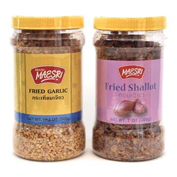 Maesri Fried Shallot & Garlic Combo Pack - Ideal for Asian Cooking and Garnishes