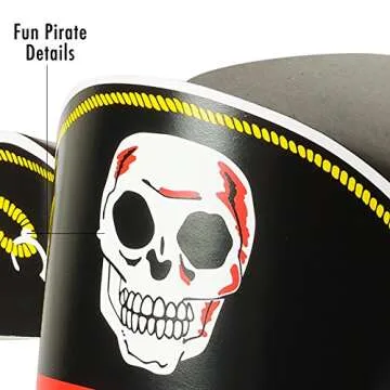 Funny Party Hats Pirate Party Hats - 12 Pack - Pirate Birthday Hats - Pirate Theme Party Supplies - Pirate Party