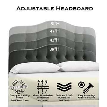 Rosevera Givanna Adjustable Height Headboard with Linen