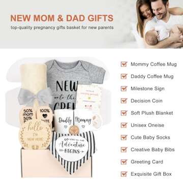 New Parents Gifts for Couples 2024 2025, Pregnancy Gifts for New Mom and Dad, First Time Mom Gifts B...