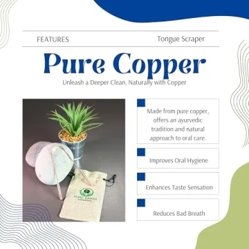 Copper Tongue Scraper for Adults & Kids - Easy to Use, Wider Scraping Coverage for Fresher Breath and Cleaner Mouth - Natural Tongue Cleaner with Travel Case by PURE EARTH essentials (1 Piece/Pack)