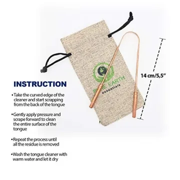 Copper Tongue Scraper for Adults & Kids - Easy to Use, Wider Scraping Coverage for Fresher Breath and Cleaner Mouth - Natural Tongue Cleaner with Travel Case by PURE EARTH essentials (1 Piece/Pack)