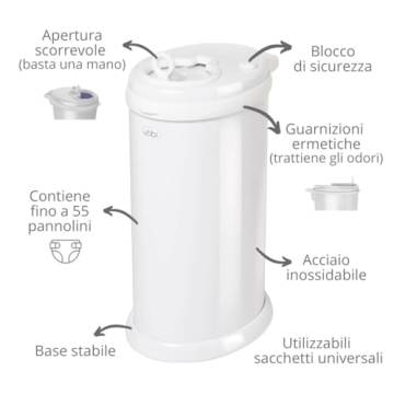 Ubbi Steel Diaper Pail - Odor Control & Stylish Design