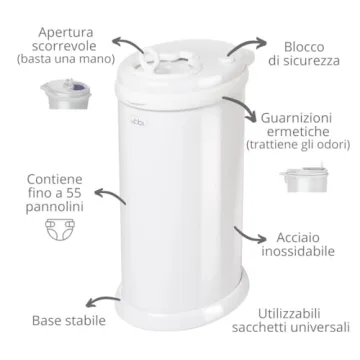 Ubbi Steel Diaper Pail - Odor Control & Stylish Design