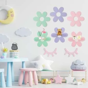 Tatuo Daisy Flower Plant Wall Shelf Set for Girls