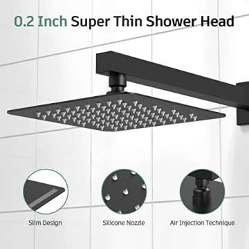 SunCleanse Black Shower Faucet Set – Elegant Shower Experience