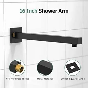 SunCleanse Black Shower Faucet Set – Elegant Shower Experience