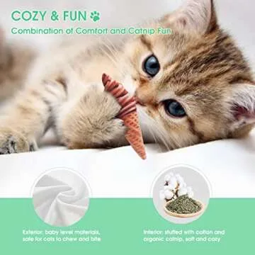 Potaroma 7Pcs Days of The Week Catnip Toys, Plush Cat Chew Toy for Kittens, Bite Resistant Catnip Filled Realistic Food Simulation Cat Teething Toy, Purring Cat Toys, Promote Cat Exercise