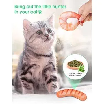 Potaroma 7Pcs Days of The Week Catnip Toys, Plush Cat Chew Toy for Kittens, Bite Resistant Catnip Filled Realistic Food Simulation Cat Teething Toy, Purring Cat Toys, Promote Cat Exercise