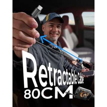 LISEN Retractable Car Charger USB C Fast Charging