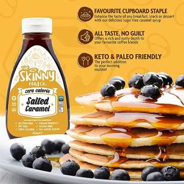 Skinny Food Salted Caramel Syrup - Guilt-Free Dessert Topping, Zero Calories