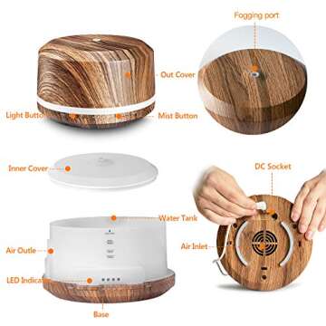 BAXIA Essential Oil Diffuser 450ml with LED Lighting