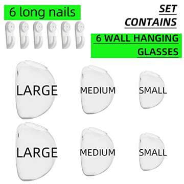 UMEIED Glass Wall Planters, 6 Pack, Indoor Use, Clear, 1050 cubic inches, Wall-Mountable, Round, Garden Style, Polished Finish, 1 Level, 12.4 x 14.6 x 6.3 inches, PLANTER