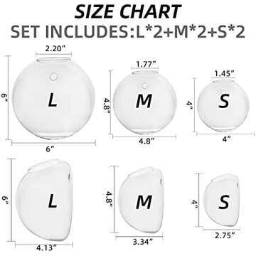UMEIED Glass Wall Planters, 6 Pack, Indoor Use, Clear, 1050 cubic inches, Wall-Mountable, Round, Garden Style, Polished Finish, 1 Level, 12.4 x 14.6 x 6.3 inches, PLANTER