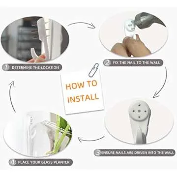 UMEIED Glass Wall Planters, 6 Pack, Indoor Use, Clear, 1050 cubic inches, Wall-Mountable, Round, Garden Style, Polished Finish, 1 Level, 12.4 x 14.6 x 6.3 inches, PLANTER