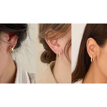 Hypoallergenic MIDEEO Gold/Silver Chunky Hoop Earrings Set