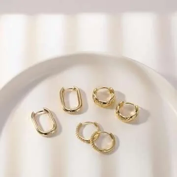 Hypoallergenic MIDEEO Gold/Silver Chunky Hoop Earrings Set