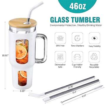 WINSA 46 oz Glass Tumbler - Perfect for Hydration Everywhere