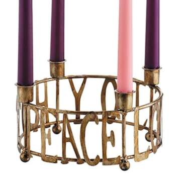 Hope Peace Joy Love Advent Wreath - 8 Inch Metal Decoration