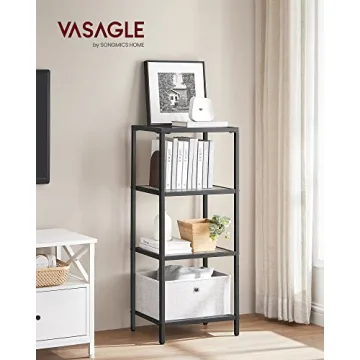 VASAGLE Stylish 4-Tier Bookshelf - Easy Assembly & Safe