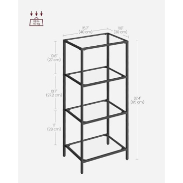VASAGLE Stylish 4-Tier Bookshelf - Easy Assembly & Safe