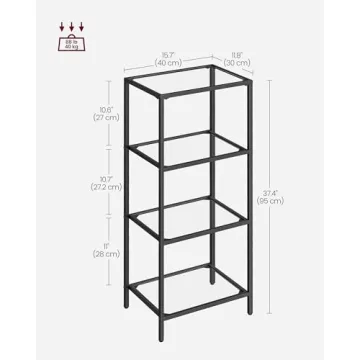 VASAGLE Stylish 4-Tier Bookshelf - Easy Assembly & Safe