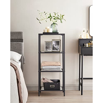 VASAGLE Stylish 4-Tier Bookshelf - Easy Assembly & Safe