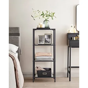 VASAGLE Stylish 4-Tier Bookshelf - Easy Assembly & Safe