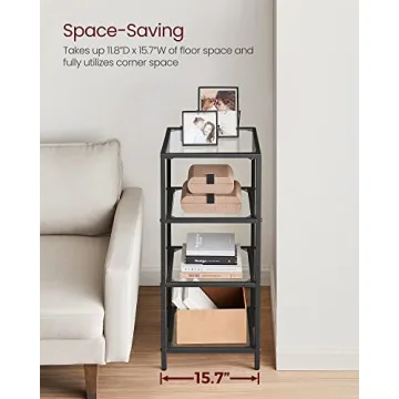 VASAGLE Stylish 4-Tier Bookshelf - Easy Assembly & Safe