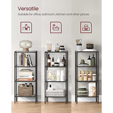 VASAGLE Stylish 4-Tier Bookshelf - Easy Assembly & Safe