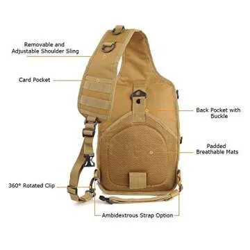 HAOMUK Tactical Sling Bag Pack Military Rover Shoulder Sling Backpack EDC Molle Assault Range Bag