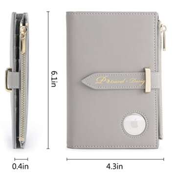 VanFn Airtag Passport Holder, RFID Travel Passport Wallet, Family Passport Holder, Ladies Bifold Air Tag Wallets, Slim Leather Credit Card Wallet For Women, Trip Document Organizer P.Travel Series