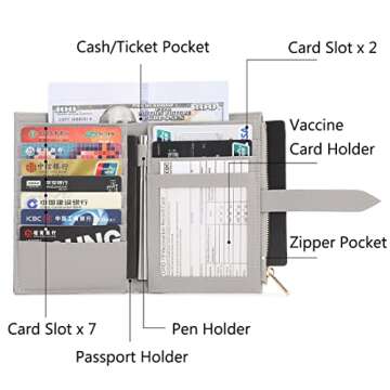 VanFn Airtag Passport Holder, RFID Travel Passport Wallet, Family Passport Holder, Ladies Bifold Air Tag Wallets, Slim Leather Credit Card Wallet For Women, Trip Document Organizer P.Travel Series