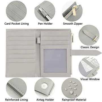 VanFn Airtag Passport Holder, RFID Travel Passport Wallet, Family Passport Holder, Ladies Bifold Air Tag Wallets, Slim Leather Credit Card Wallet For Women, Trip Document Organizer P.Travel Series