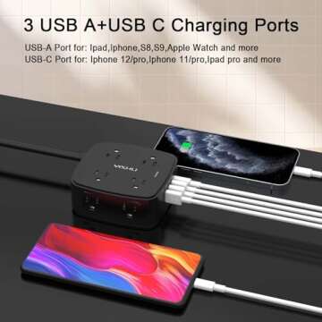 8 AC Outlets & 4 USB Surge Protector Power Strip