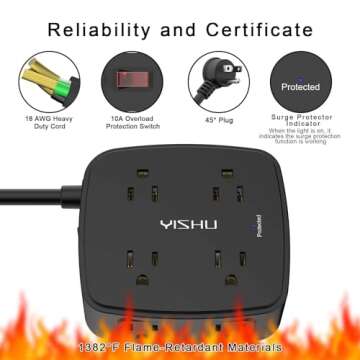 8 AC Outlets & 4 USB Surge Protector Power Strip