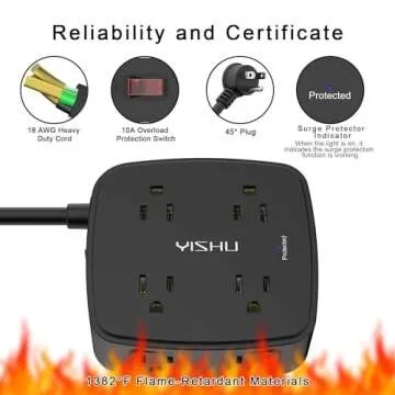 8 AC Outlets & 4 USB Surge Protector Power Strip