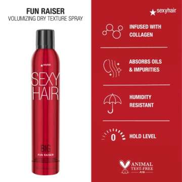 SexyHair Big Fun Raiser Volumizing Dry Texture Spray, 8.5 Oz | Up to 48 Hour Hold | Added Volume | Up to 24 Hour Humidity Resistance | All Hair Types