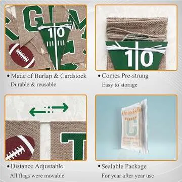Uniwish Game Time Burlap Banner Football Party Decorations Sports Football Theme Baby Shower Birthda...