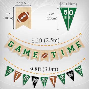 Uniwish Game Time Burlap Banner Football Party Decorations Sports Football Theme Baby Shower Birthday Party Favors Indoor Outdoor Home Decor
