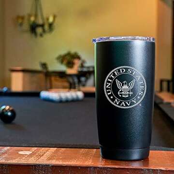 20oz Insulated Steel US Navy Tumbler, Double-Walled USN Coffee Mug | Navy Gifts Sailors | Disabled Vet Owned Business | Navy 20oz Tumbler